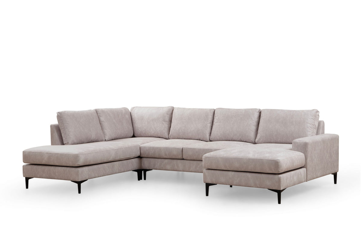 Sofas - U - sofa Corner sofa Gray Fabric 314x200 cm - Left - Porto - Dimehouse