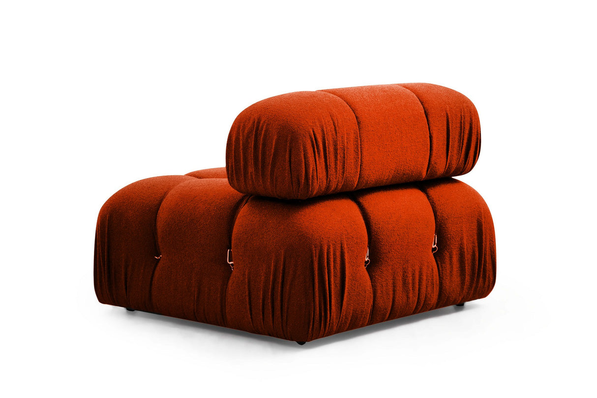Banken - Modulaire XXL hoekbank met hocker Oranje rood Stof Bubble - Dimehouse