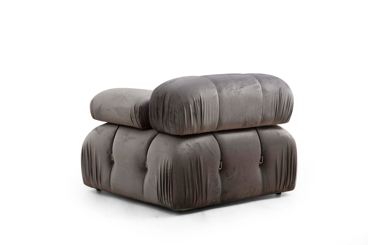 Banken - Modulaire XXL hoekbank Bubble met hocker - velvet grijs - Dimehouse