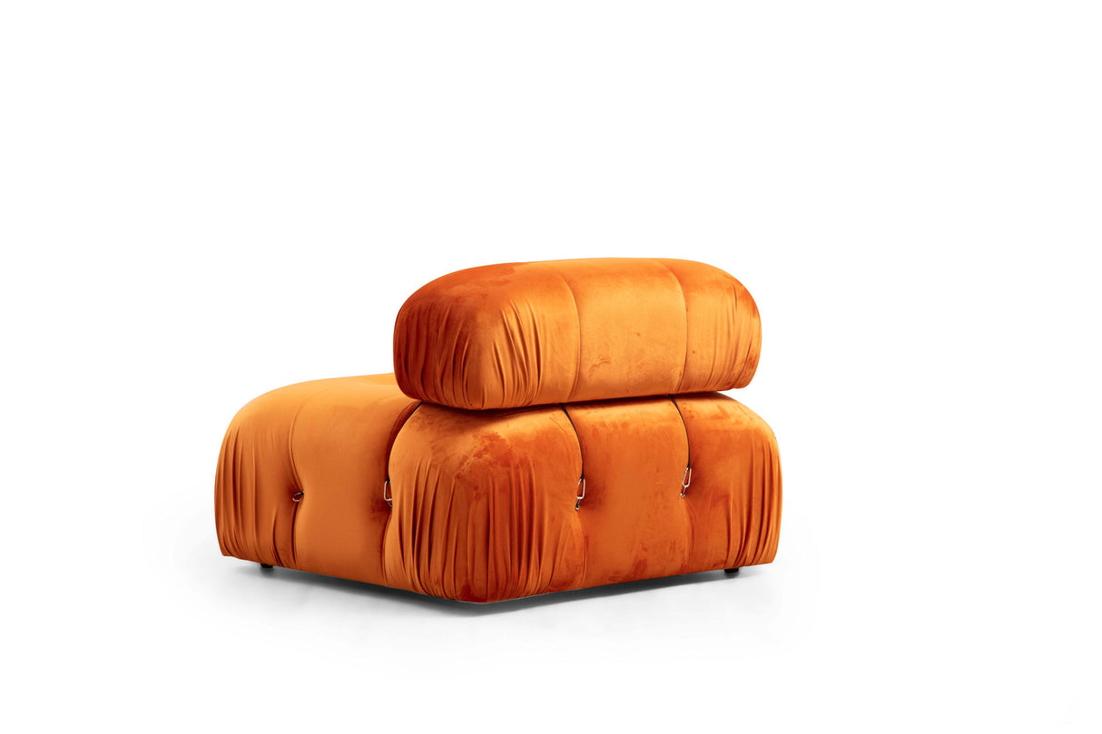 Banken - Modulaire XXL hoekbank Bubble met hocker - velvet oranje - Dimehouse