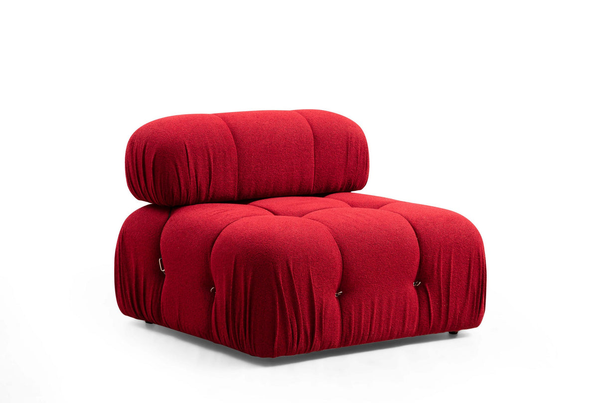 Banken - Modulaire XXL hoekbank Bubble met hocker - velvet rood - Dimehouse