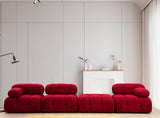Banken - Modulaire XXL hoekbank Bubble met hocker - velvet rood - Dimehouse