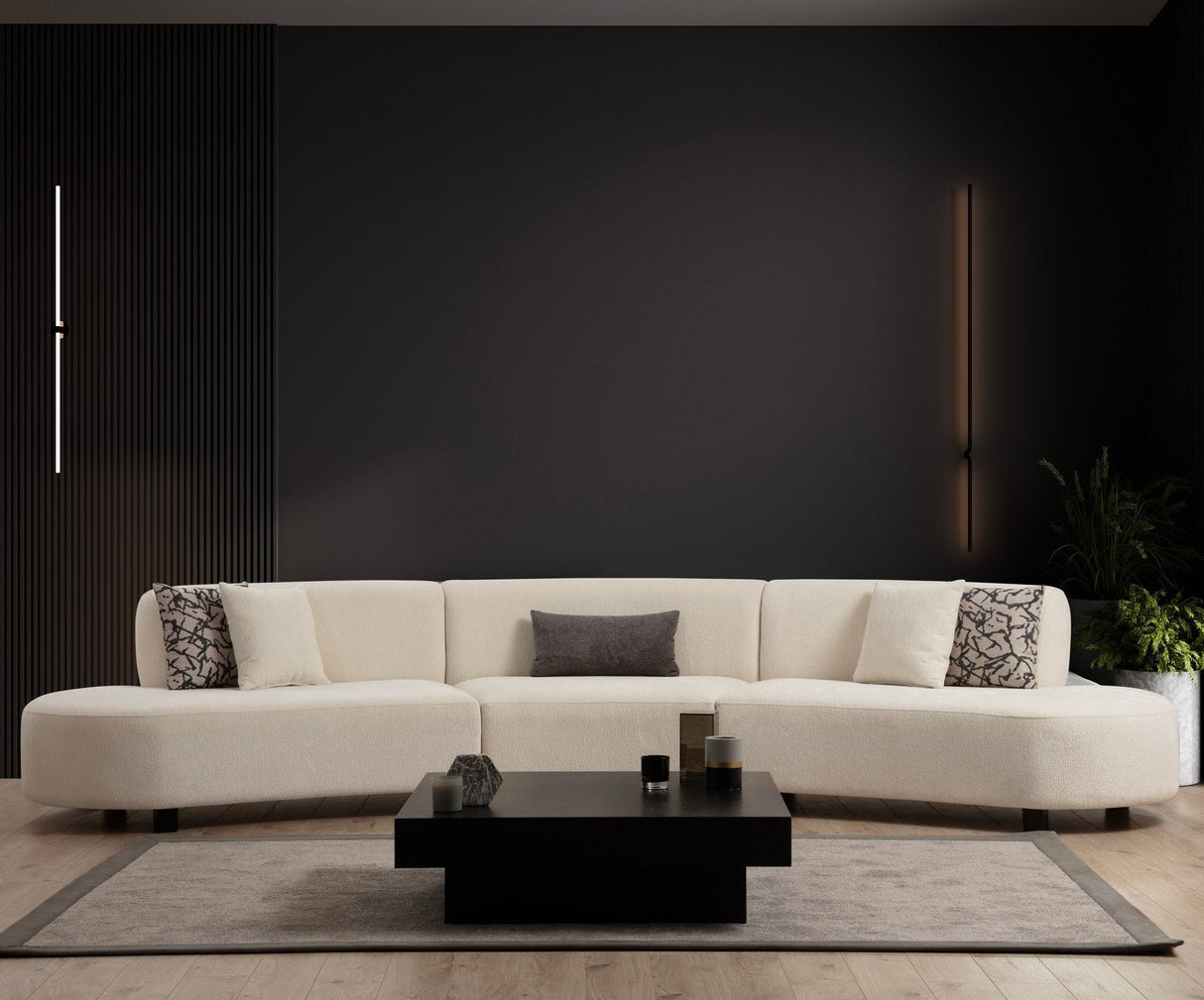 Corner sofa Beige patterned fabric organic Pars - XXXL 390 cm 