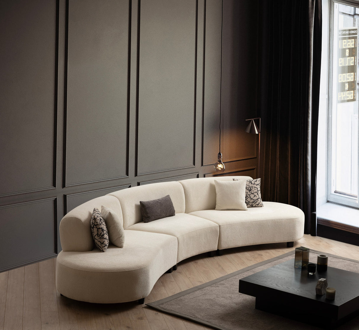 Corner sofa Beige patterned fabric organic Pars - XXXL 390 cm 