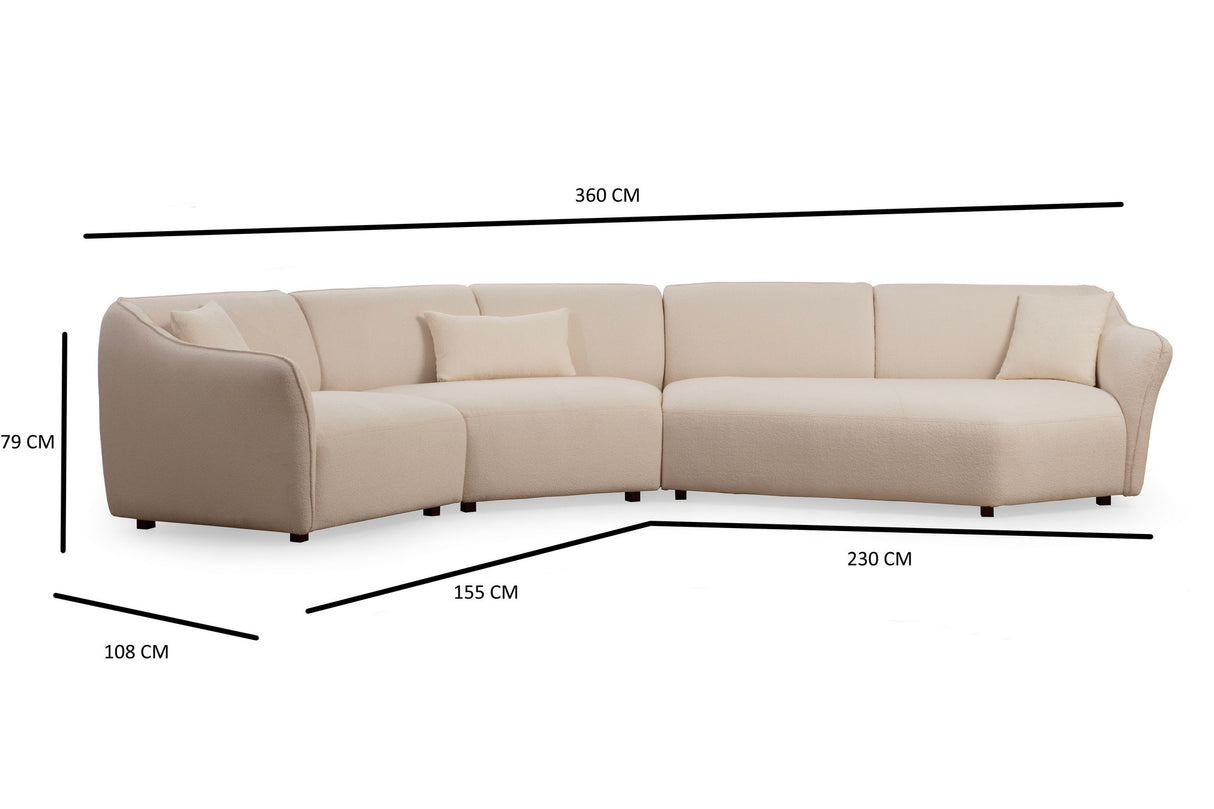 4-seater Corner Sofa Mentis Cream 