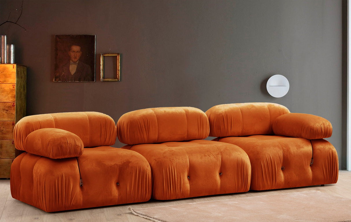 Banken - Modulaire bank 3 - zits Bubble velvet oranje - Dimehouse