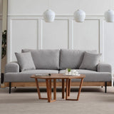 Banken - 3 - zits Bank Eti Grijs - Naturel Houten Frame - Dimehouse