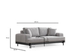 3-seater Sofa Eti Gray - Black Wooden Frame 