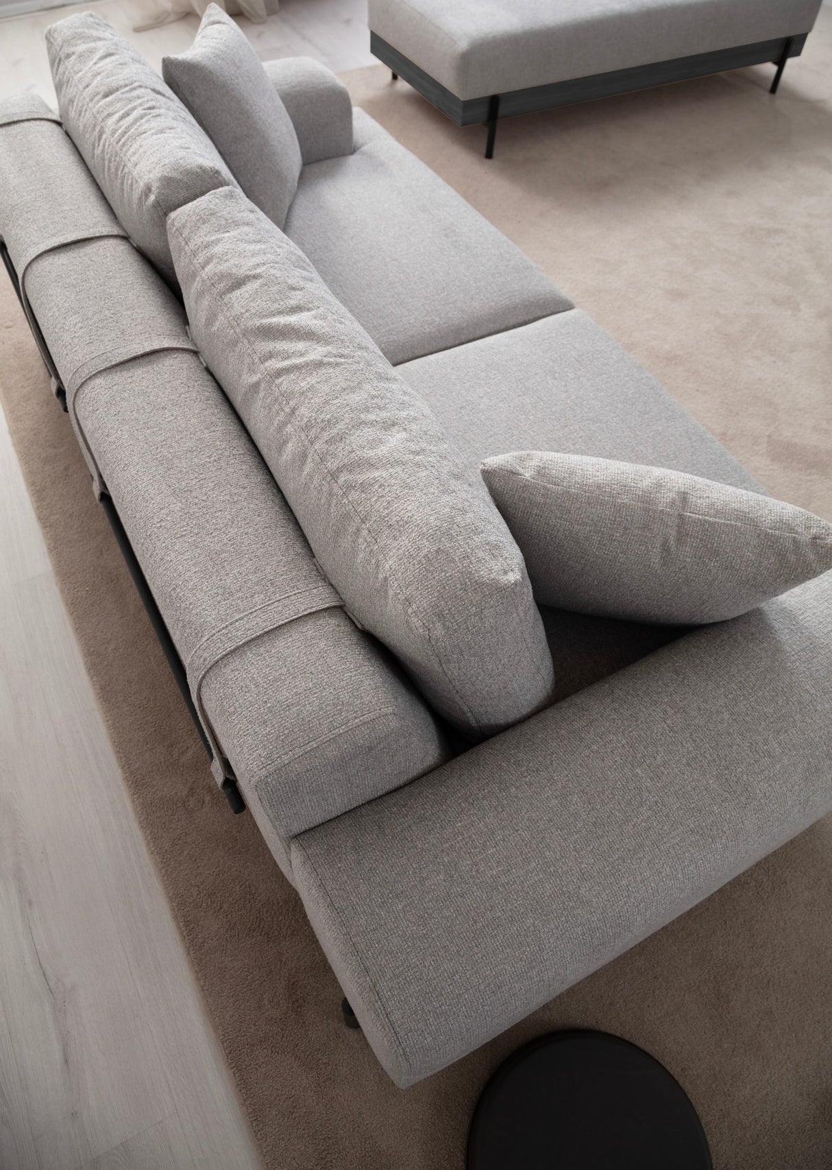 3-seater Sofa Eti Gray - Black Wooden Frame 