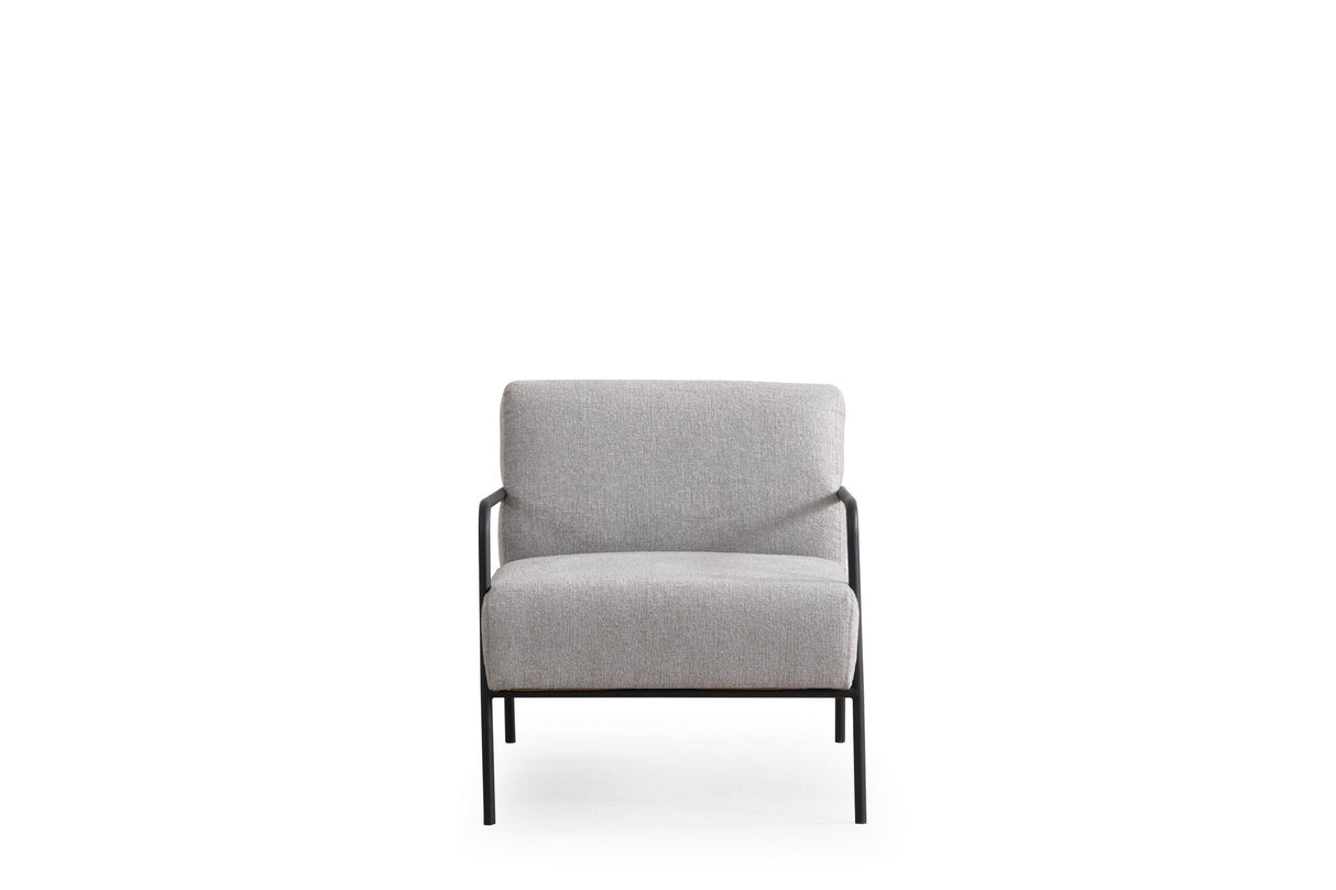 Modern Armchair Eti Gray Fabric - Black Frame 