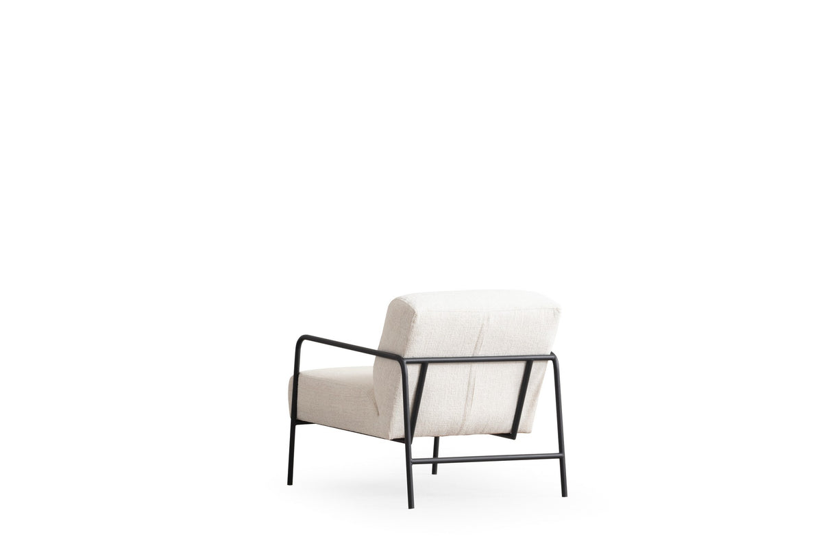 Modern Armchair Eti White Fabric - Black Frame 