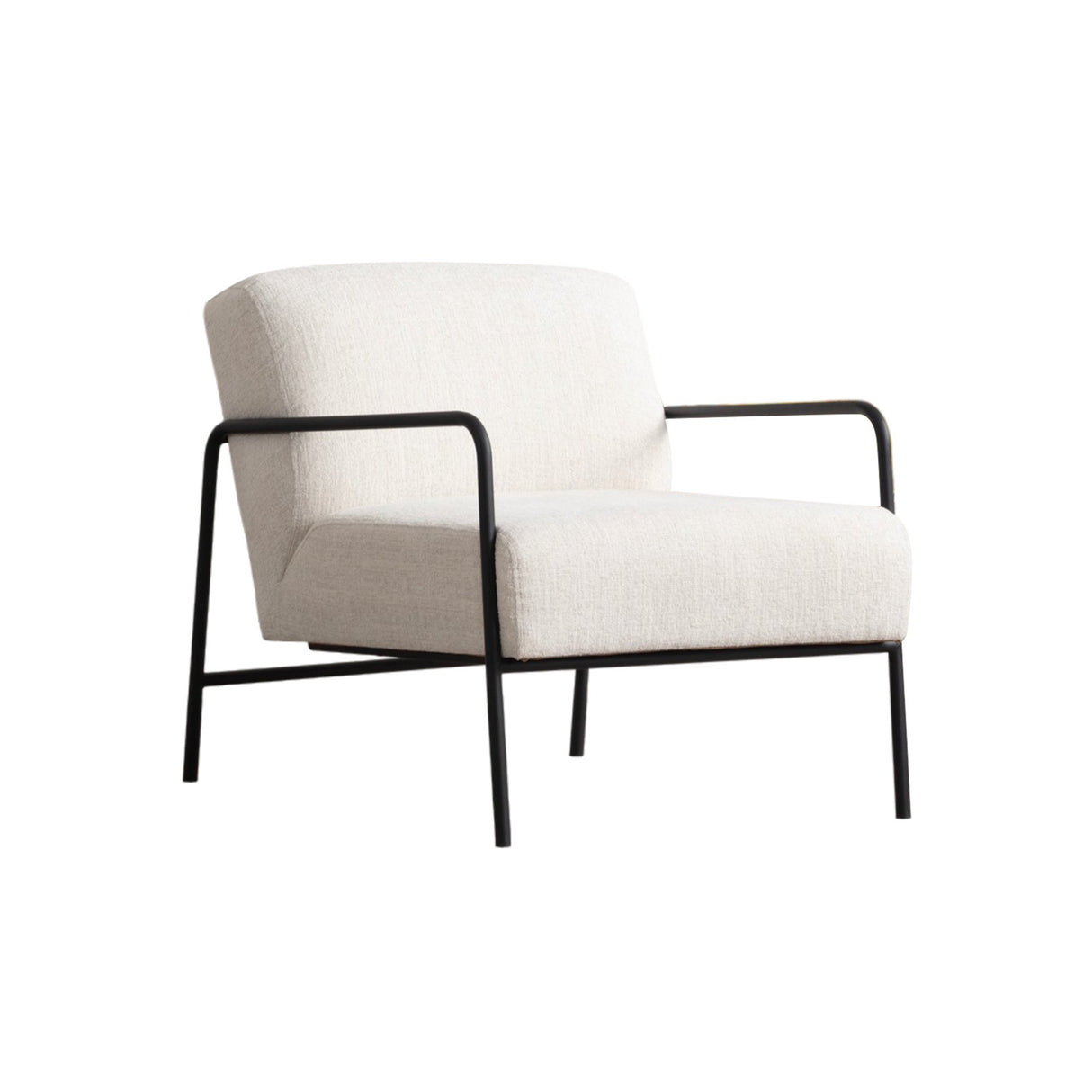 Modern Armchair Eti White Fabric - Black Frame 