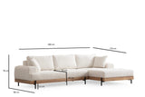 Banken - Moderne Hoekbank Rechts Eti Stof Wit - Hout Frame - Dimehouse