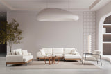 Banken - Moderne Hoekbank Rechts Eti Stof Wit - Hout Frame - Dimehouse