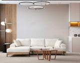 Modern Corner Sofa Left Eti Fabric White - Wood Frame 