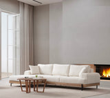 Modern Corner Sofa Left Eti Fabric White - Wood Frame 