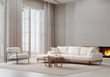 Modern Corner Sofa Left Eti Fabric White - Wood Frame 