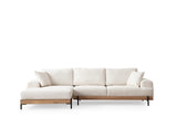 Modern Corner Sofa Left Eti Fabric White - Wood Frame 