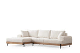 Modern Corner Sofa Left Eti Fabric White - Wood Frame 
