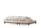Modern Corner Sofa Left Eti Fabric White - Wood Frame 