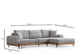 Banken - Moderne Hoekbank Rechts Eti Stof Grijs - Hout Frame - Dimehouse
