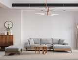 Banken - Moderne Hoekbank Rechts Eti Stof Grijs - Hout Frame - Dimehouse