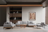 Banken - Moderne Hoekbank Rechts Eti Stof Grijs - Hout Frame - Dimehouse