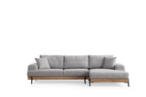 Banken - Moderne Hoekbank Rechts Eti Stof Grijs - Hout Frame - Dimehouse