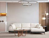 Banken - Moderne Hoekbank Rechts Eti Stof Wit - Zwart Houten Frame - Dimehouse