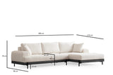 Banken - Moderne Hoekbank Rechts Eti Stof Wit - Zwart Houten Frame - Dimehouse
