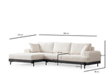 Banken - Moderne Hoekbank Links Eti Stof Wit - Zwart Houten Frame - Dimehouse