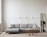 Modern Corner Sofa Left Eti Fabric Gray - Black Wooden Frame 