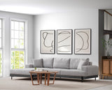 Modern Corner Sofa Left Eti Fabric Gray - Black Wooden Frame 