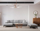Modern Corner Sofa Left Eti Fabric Gray - Black Wooden Frame 