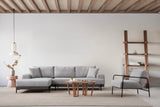 Modern Corner Sofa Left Eti Fabric Gray - Black Wooden Frame 
