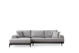 Modern Corner Sofa Left Eti Fabric Gray - Black Wooden Frame 