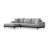 Modern Corner Sofa Left Eti Fabric Gray - Black Wooden Frame 