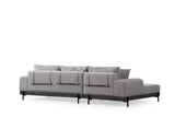 Modern Corner Sofa Left Eti Fabric Gray - Black Wooden Frame 