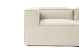Modular corner sofa with loose pouf in ecru beige linen fabric Fora - left 
