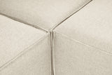 Modular corner sofa with loose pouf in ecru beige linen fabric Fora - left 