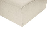 Modular corner sofa with loose pouf in ecru beige linen fabric Fora - left 
