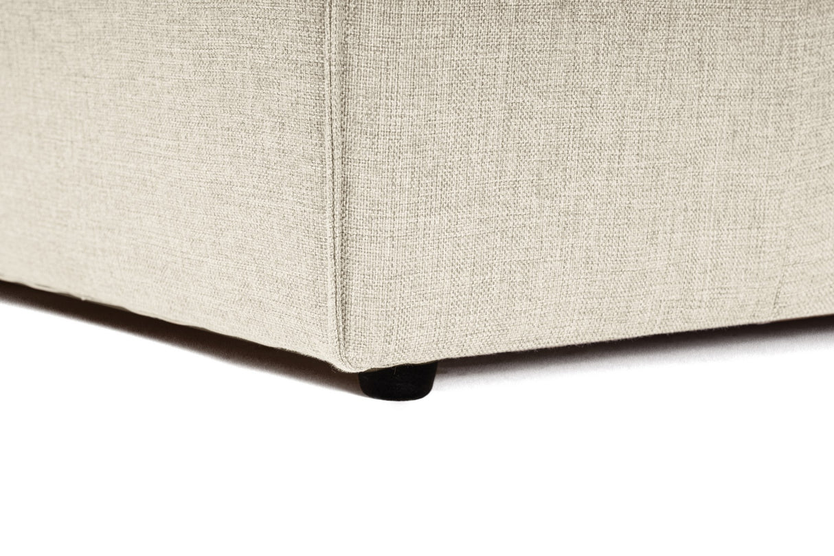 Modular corner sofa with loose pouf in ecru beige linen fabric Fora - left 