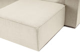 Modular corner sofa with loose pouf in ecru beige linen fabric Fora - left 