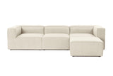 Modular corner sofa with loose pouf in ecru beige linen fabric Fora - left 