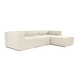 Modular corner sofa with loose pouf in ecru beige linen fabric Fora - left 
