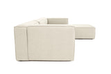 Modular corner sofa with loose pouf in ecru beige linen fabric Fora - left 