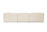 Modular corner sofa with loose pouf in ecru beige linen fabric Fora - left 