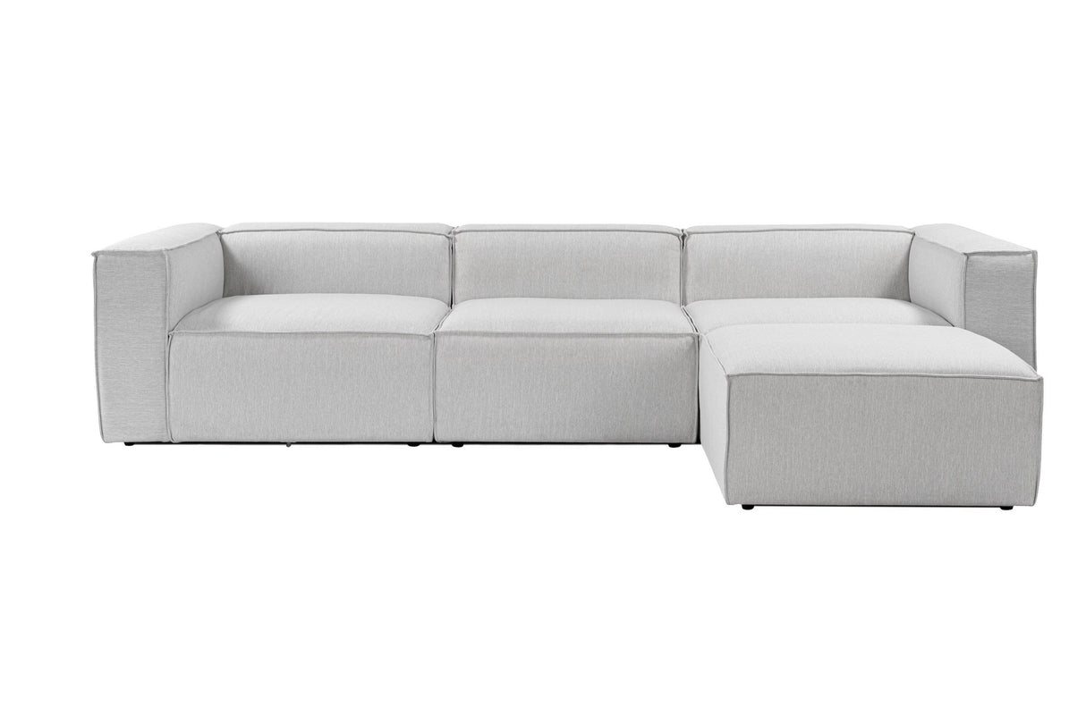 Modular corner sofa with loose ottoman, gray linen fabric Fora 