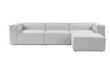 Modular corner sofa with loose ottoman, gray linen fabric Fora 