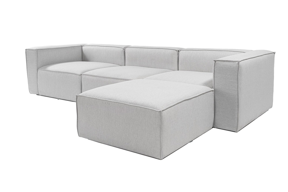 Modular corner sofa with loose ottoman, gray linen fabric Fora 